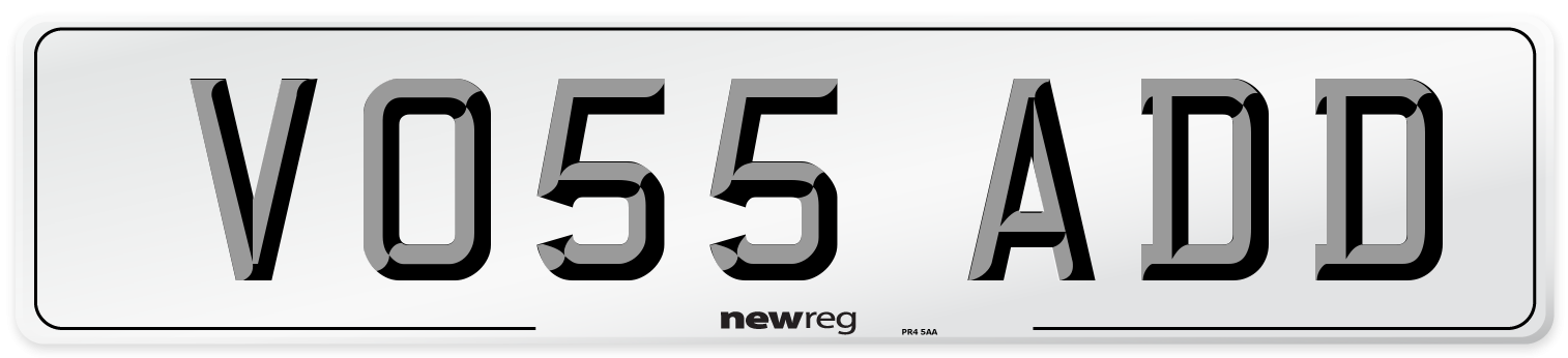 VO55 ADD Number Plate from New Reg